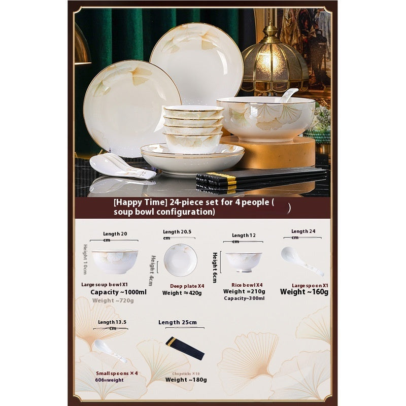 Bowl And Dish Set Household Ceramic Tableware Gift Set